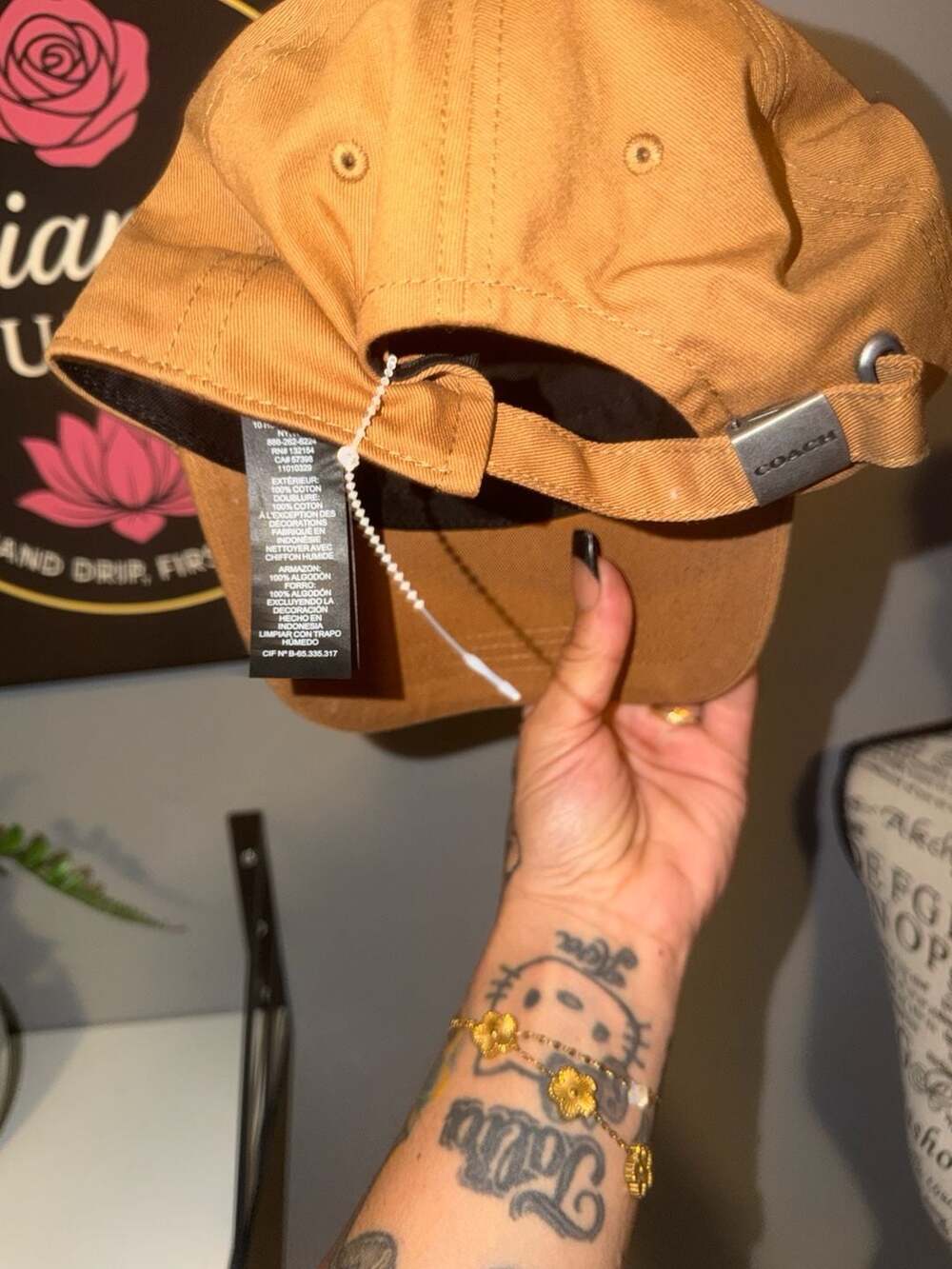 COACH Embroidered Logo Baseball Hat in Light Saddle - Picture 2 of 3